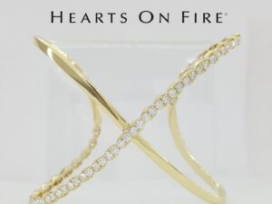 Hearts on Fire Lorelei 18K Yellow Gold 4.38 ct Diamond Criss Cross Cuff Bangle