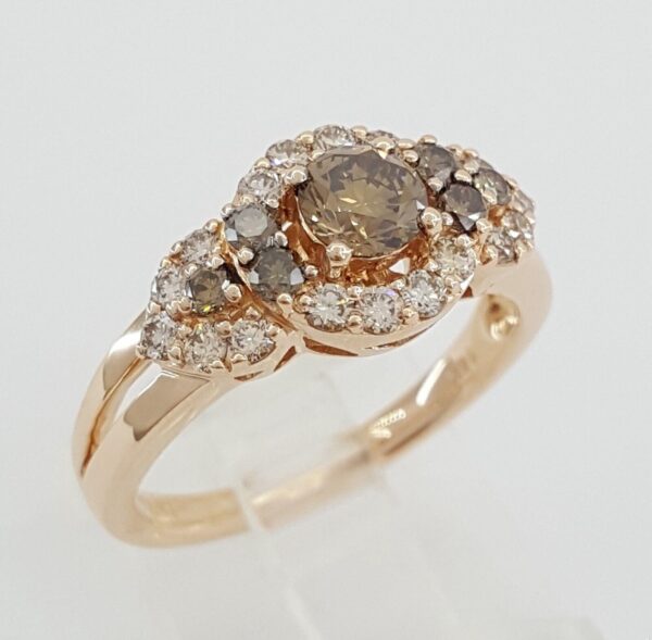 LeVian Chocolate & Nude Diamond 3-Stone 1 ct Statement Ring Set 14K Rose Gold