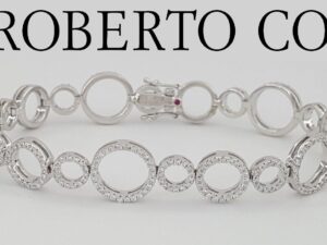 Roberto Coin Circle Link ~1.9 ct Diamond Bangle Flex Bracelet 18k White Gold