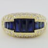 1970s Kurt Wayne 2.75 ct Blue Sapphire & Diamonds Band Ring in 18K Yellow Gold