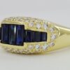 1970s Kurt Wayne 2.75 ct Blue Sapphire & Diamonds Band Ring in 18K Yellow Gold