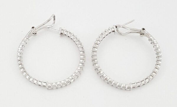 Odelia Square Baguette Carre Cut Diamond Inside Out Round Hoop Earrings 4.91 ct