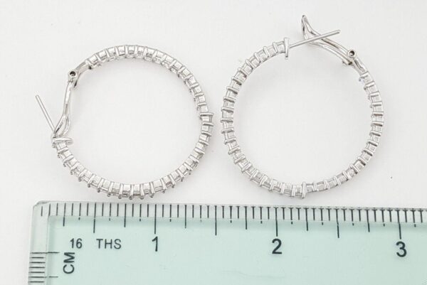 Odelia Square Baguette Carre Cut Diamond Inside Out Round Hoop Earrings 4.91 ct