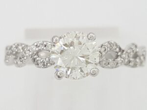 1.1 ct Round Diamond Crossover 14K White Gold Engagement Ring Rtl 7,500