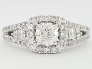 Helzberg 1.03 ct Round Diamond Halo Engagement Ring in 14k White Gold