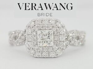 Vera Wang Love 1 ct Princess Diamond Double Halo Engagement Ring 14K W Gold