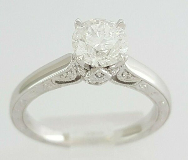 Neil Lane 1.13 ct Round Diamond Engraved Profile Solitaire 14k Engagement Ring