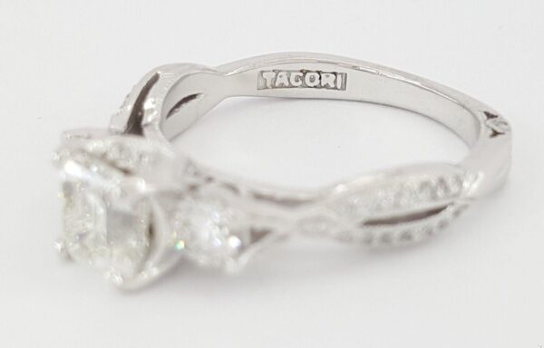 Simply TACORI Asscher Cut Diamond 3-Stone 18k W Gold Engagement Ring 1.56 ct GIA