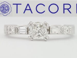 TACORI HT2222 Princess Diamond Hand Engraved Platinum Engagement Ring 0.56 ct