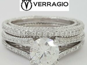 Verragio Venetian 18k Cubic Zirconia & 0.55 ct Diamond Semi-Mount Engagement Set