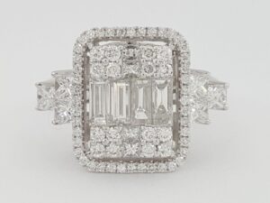 1.75 ct Princess Baguette Round Cut Diamond 18k White Gold Ring Retail 5,950