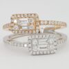 Baguette Round Diamond 18k Rose White Gold By-Pass Halo Ring 0.76 ct Rtl 3,350