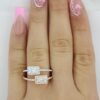 Baguette Round Diamond 18k Rose White Gold By-Pass Halo Ring 0.76 ct Rtl 3,350
