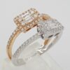 Baguette Round Diamond 18k Rose White Gold By-Pass Halo Ring 0.76 ct Rtl 3,350