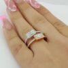 Baguette Round Diamond 18k Rose White Gold By-Pass Halo Ring 0.76 ct Rtl 3,350