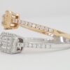 Baguette Round Diamond 18k Rose White Gold By-Pass Halo Ring 0.76 ct Rtl 3,350