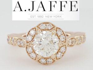 A. Jaffe 14K Rose Gold 1.03 ct Round Diamond Floral Halo Engagement Ring Rtl 8K