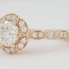 A. Jaffe 14K Rose Gold 1.03 ct Round Diamond Floral Halo Engagement Ring Rtl 8K