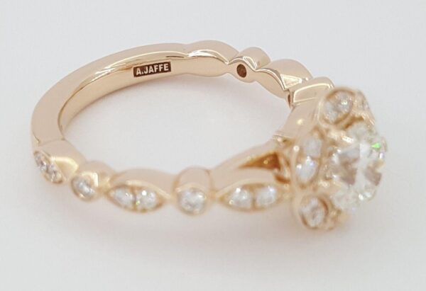 A. Jaffe 14K Rose Gold 1.03 ct Round Diamond Floral Halo Engagement Ring Rtl 8K