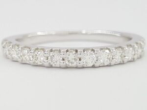 0.5 ct Half Circle Round Diamond Wedding Band 2.6mm 14k White Gold