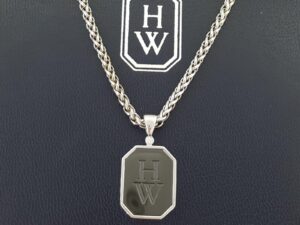 Harry Winston Zalium HW Logo Diamond 18k W Gold Pendant Necklace 30” 48 Grams