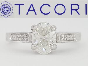 TACORI HT2378 Hand Engraved Plat 1.1 ct Oval Diamond Engagement Ring Rtl 12,450