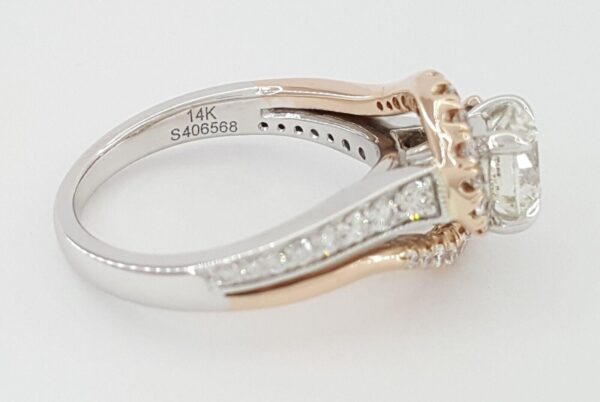 Gabriel & Co. 1.4 ct Round Diamond Halo Engagement Ring 14K 2-Tone Gold GIA