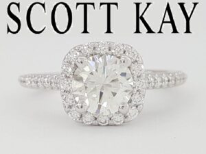 Scott Kay 1.36 ct Round Brilliant Cut Diamond Halo 14k Engagement Ring GIA