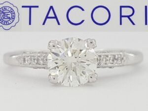 Simply TACORI Round Diamond Engagement Ring 18k White Gold 0.78 ct GIA Rtl 7.5K