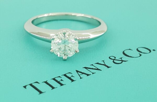 Tiffany & Co Round Diamond Solitaire Platinum Engagement Ring 0.73 ct