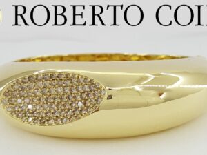 Roberto Coin Capri Diamond Cuff Bangle 60 Grams 18K Yellow Gold 2.4 ct