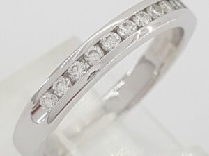 0.25 ct 14K White Gold Round Cut Diamond Channel Set Wedding Band Ring 3.2 mm