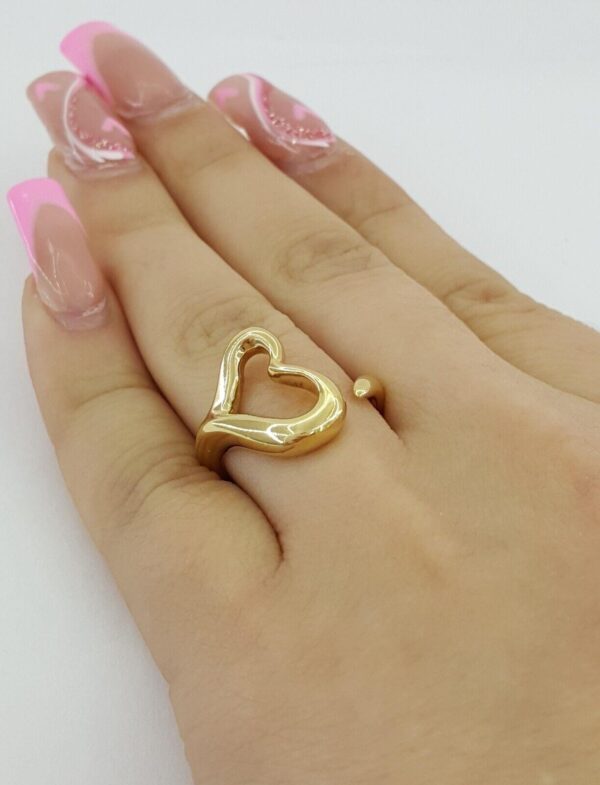 Vintage Tiffany & Co Elsa Peretti ® 18K Yellow Gold Medium Open Heart Ring 16mm