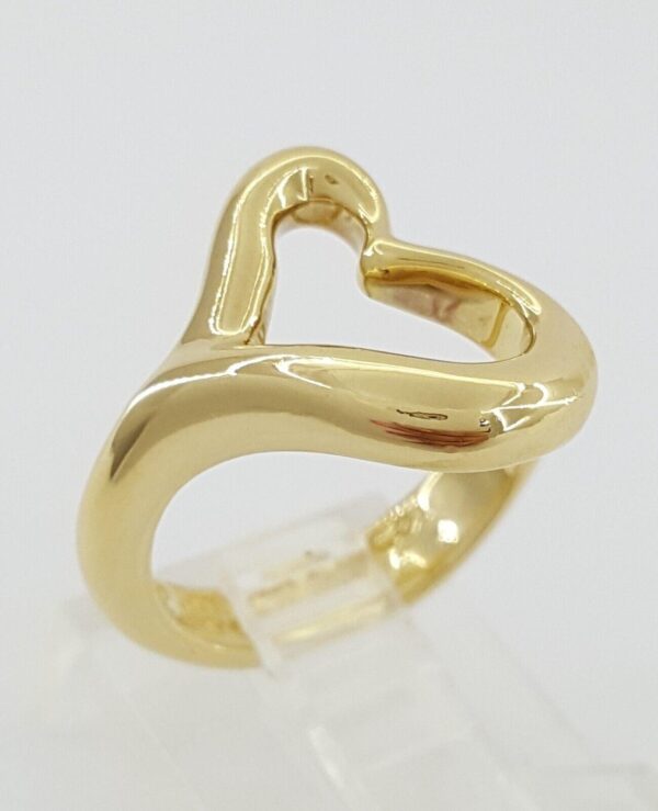 Vintage Tiffany & Co Elsa Peretti ® 18K Yellow Gold Medium Open Heart Ring 16mm