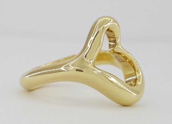Vintage Tiffany & Co Elsa Peretti ® 18K Yellow Gold Medium Open Heart Ring 16mm