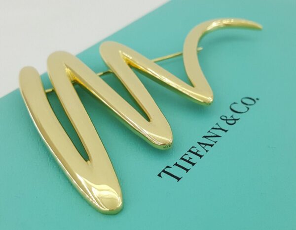 Tiffany & Co Paloma Picasso 18K Zig-Zag Squiggle Pin Brooch Large 22.7Grams 2.6"