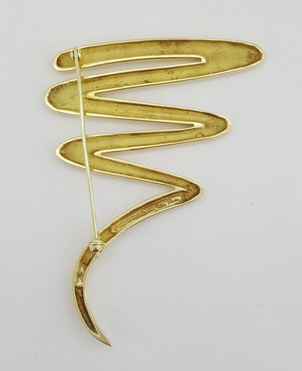 Tiffany & Co Paloma Picasso 18K Zig-Zag Squiggle Pin Brooch Large 22.7Grams 2.6"