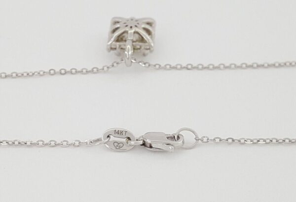 Princess Cut Diamond Halo Pendant Necklace 14K White Gold 1 ct Retail 5,500