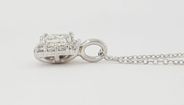 Princess Cut Diamond Halo Pendant Necklace 14K White Gold 1 ct Retail 5,500