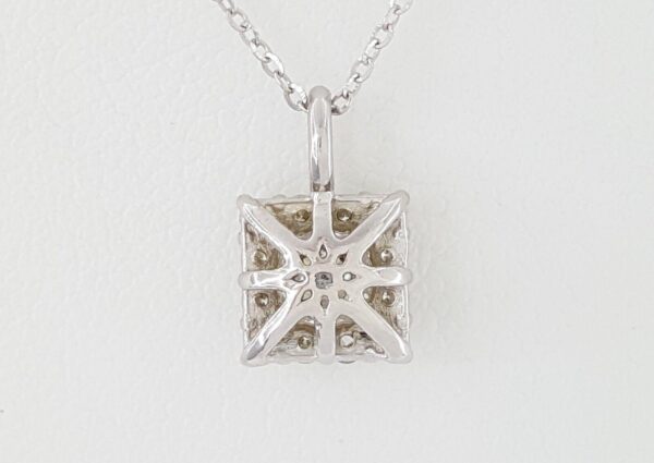 Princess Cut Diamond Halo Pendant Necklace 14K White Gold 1 ct Retail 5,500