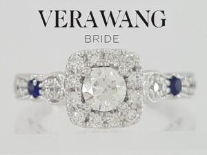 Vera Wang Love 14K Gold 0.75 ct Round Diamond Halo Engagement Ring Retail 2,999