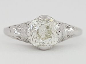 1 ct Old Mine Diamond Antique Victorian Platinum Solitaire Engagement Ring GIA