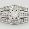 Princess Brilliant Cut Diamond Engagement Ring 2 Wedding Band Set 1.5 ct 14K
