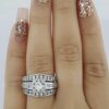 Princess Brilliant Cut Diamond Engagement Ring 2 Wedding Band Set 1.5 ct 14K