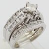 Princess Brilliant Cut Diamond Engagement Ring 2 Wedding Band Set 1.5 ct 14K