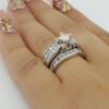 Princess Brilliant Cut Diamond Engagement Ring 2 Wedding Band Set 1.5 ct 14K