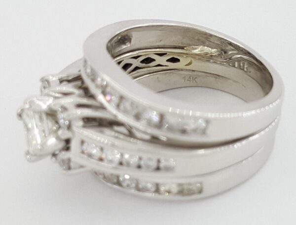Princess Brilliant Cut Diamond Engagement Ring 2 Wedding Band Set 1.5 ct 14K