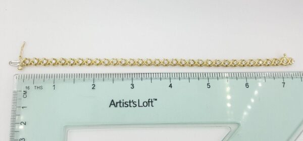 Round Brilliant Diamond "X" Link Tennis Bracelet 7.25" 2 ct 14K Yellow Gold