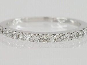 0.28 ct 14k White Gold Half Circle Round Diamond Prong Set 1.9 mm Wedding Band