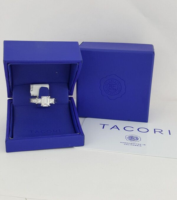 TACORI Platinum 3-Stone Semi-Mount Engraved Engagement Ring 0.60 ct Rtl 8,220